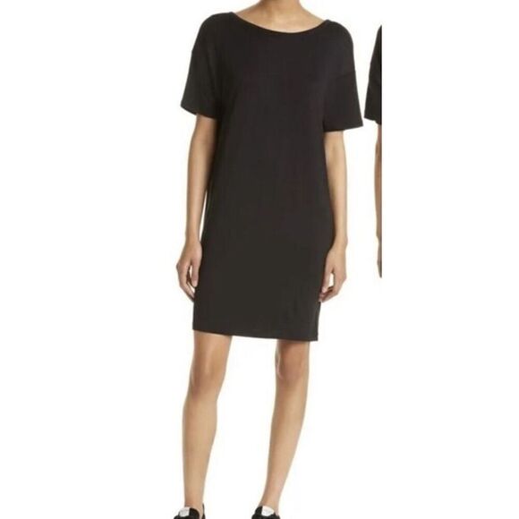 Rag & Bone Scoop Back Black Mini T Shirt Dress NWT Size Small - Picture 1 of 6